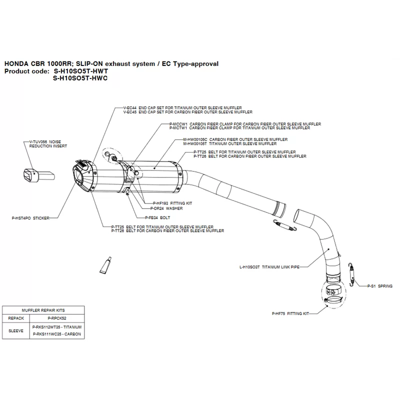 Exhaust Akrapovic Honda CBR 1000 RR S-H10SO5T-HWC