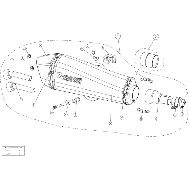 Exhaust Akrapovic Gilera Fuoco S-PI4SO3-HRSSBL