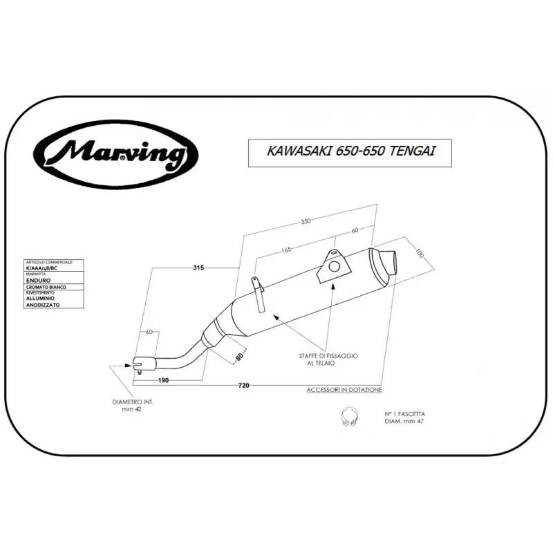 Exhaust Marving Kawasaki KLR 650 K/AAA/48/BC